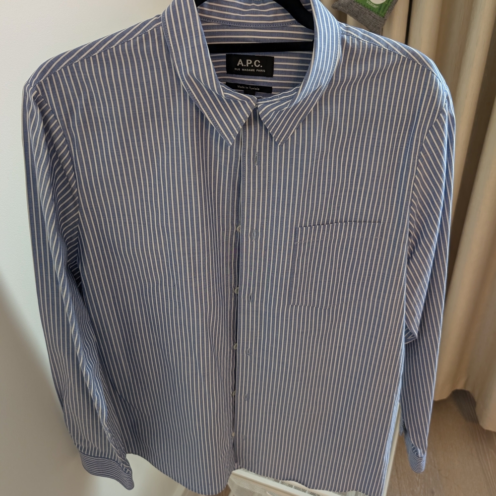 A.P.C. Men's Blue Striped Shirt